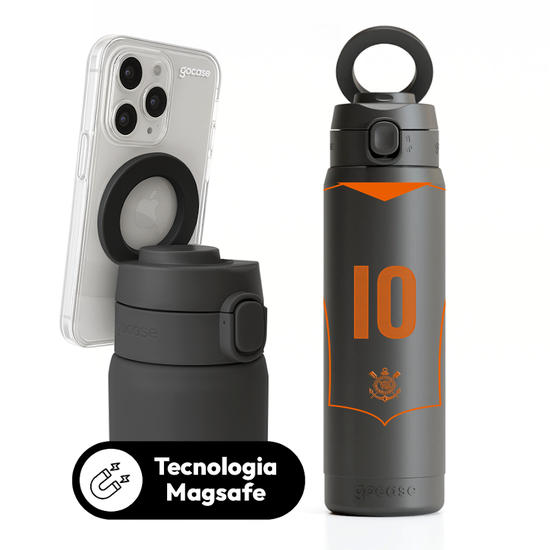 Garrafa Térmica Magsafe + Ebook - Corinthians - Uniforme 3 2025 P