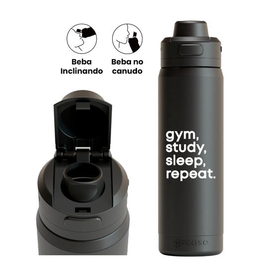 Garrafa Térmica Flip Pro + Ebook - Gym, Study, Sleep, Repeat