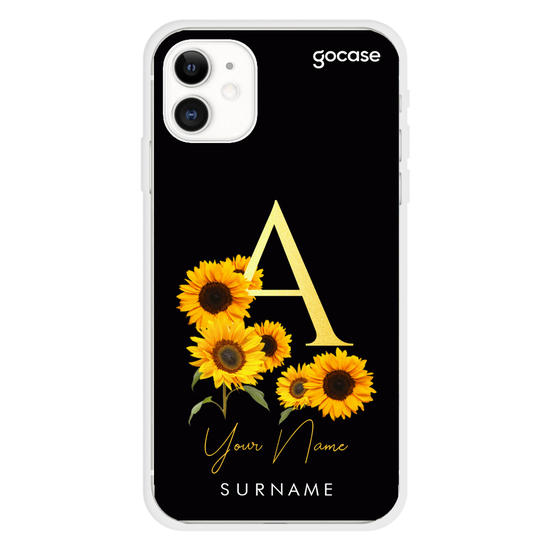 Sunflower Initials Classic Black Phone Case
