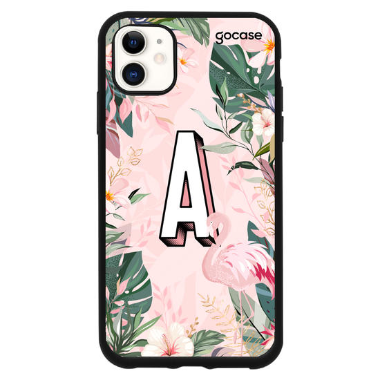 Capinha para celular Inicial Flamingo Tropical