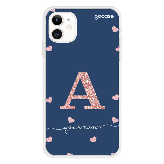 Little hearts custom initial glitter Phone Case