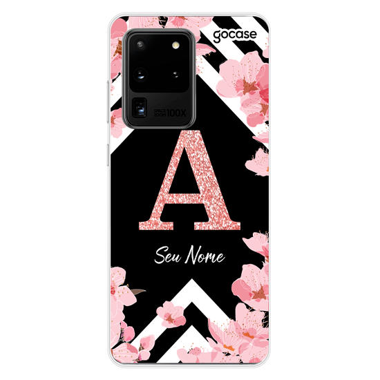 Capinha para celular Inicial Glitter Sakura