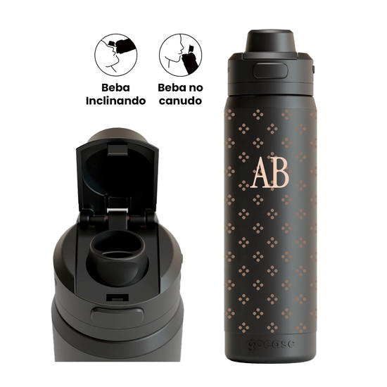 Garrafa Térmica Flip Pro + Ebook - Initials & Dots
