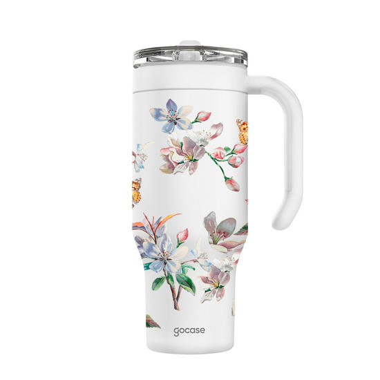 Copo Térmico Life + Ebook -  Jardim Com Borboletas