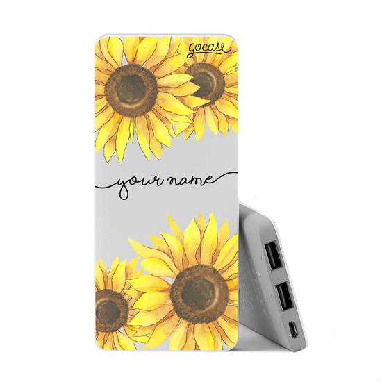 Power Bank Slim Portable Charger (5000mAh) - Jardim de Girassóis - Carregador Portátil Power Bank Slim (5000mAh) 