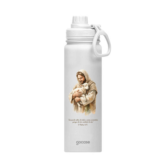 Garrafa Térmica Fresh + Ebook - Jesus e Cordeiro