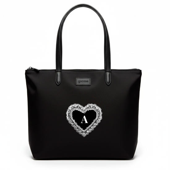 Tote Shopper -  Lace Heart Initial