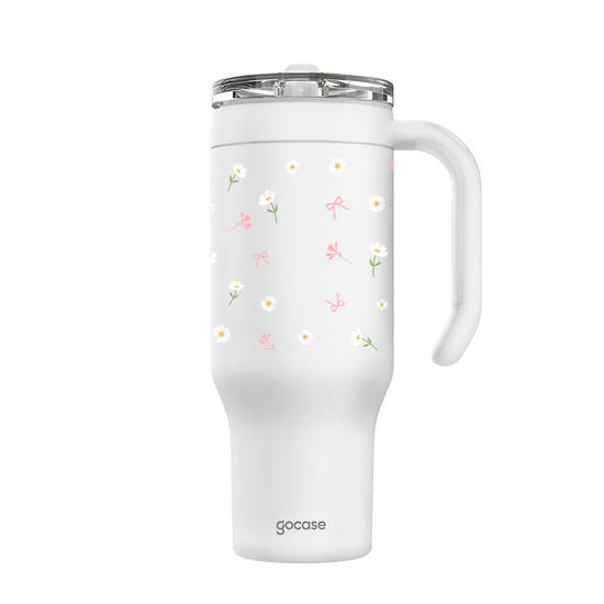 Copo Térmico Life + Ebook - Laços e Margaridas