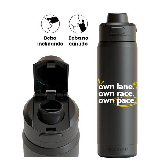 Garrafa Térmica Flip Pro + Ebook - Own Lane, Own Race, Own Pace