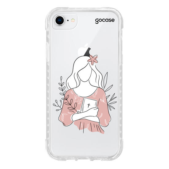 Capinha para celular  Lineart Garota com Bíblia