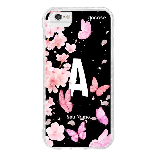 Capinha para celular Lírios e Borboletas com Inicial