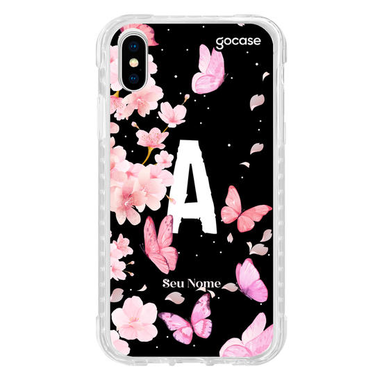 Capinha para celular Lírios e Borboletas com Inicial