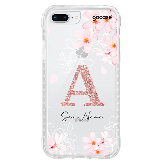 Capinha para celular Lírios Rosas Inicial Glitter