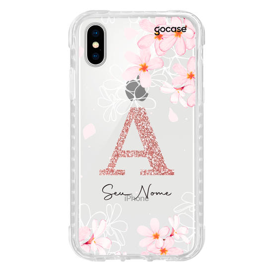 Capinha para celular Lírios Rosas Inicial Glitter