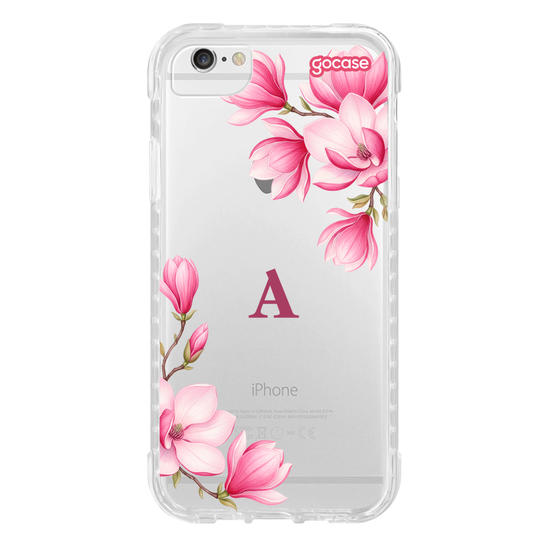 Capinha para celular  Magnólias com Inicial