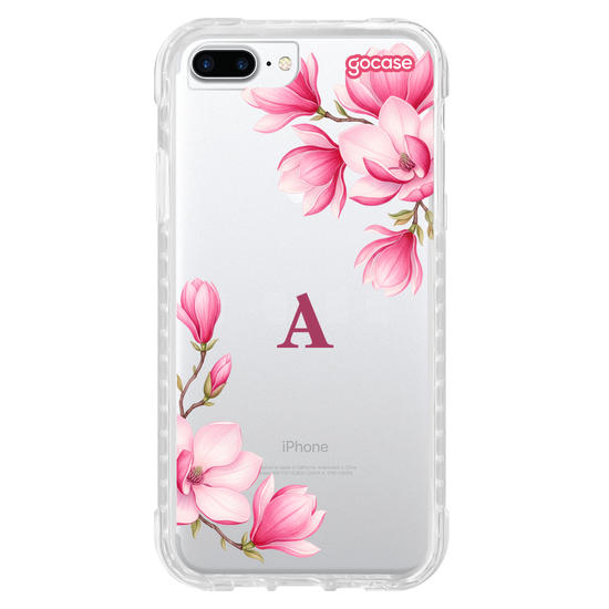 Capinha para celular  Magnólias com Inicial