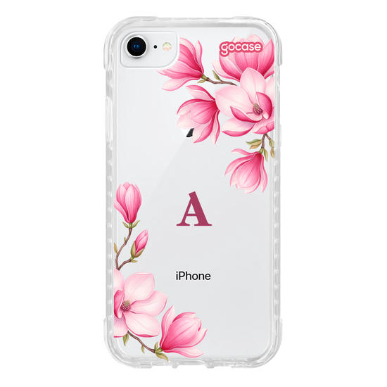 Capinha para celular  Magnólias com Inicial