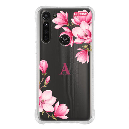 Capinha para celular  Magnólias com Inicial
