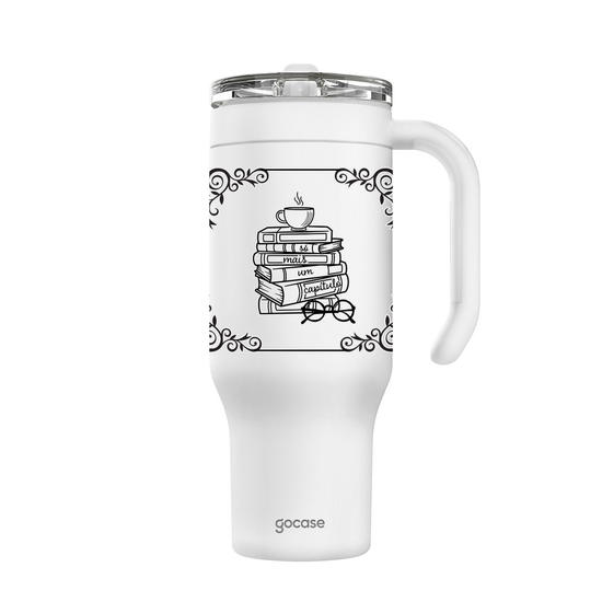 Copo Térmico Life + Ebook -  Booklover - Mais Um Capítulo Line Art