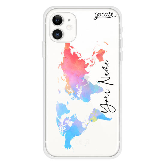 Watercolor World Map Customizable Phone Case