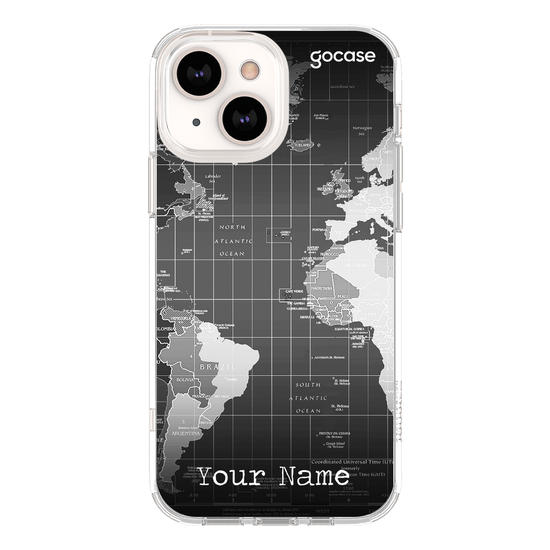 Black World Map Customizable Phone Case
