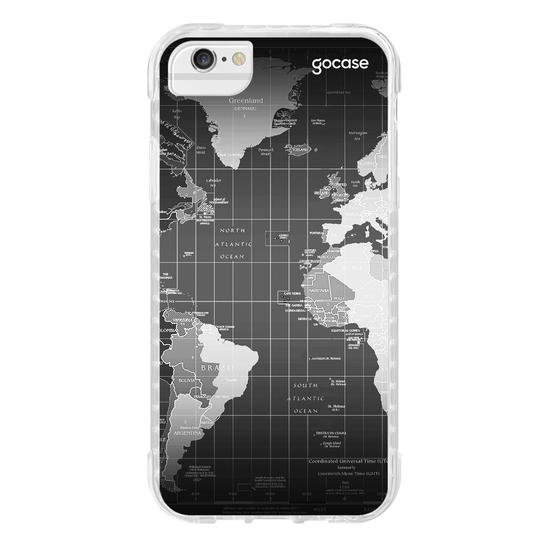 Capinha para celular Mapa Mundi Black Customizável