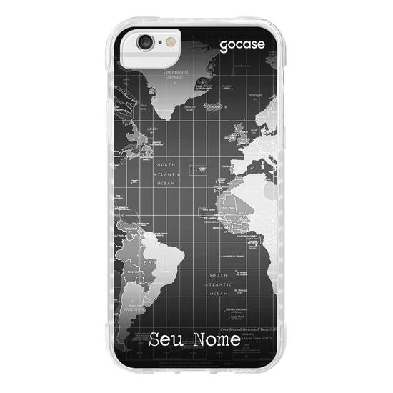 Capinha para celular Mapa Mundi Black Customizável