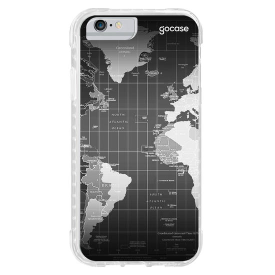 Capinha para celular Mapa Mundi Black Customizável