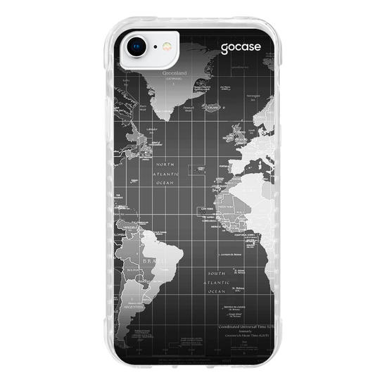 Capinha para celular Mapa Mundi Black Customizável