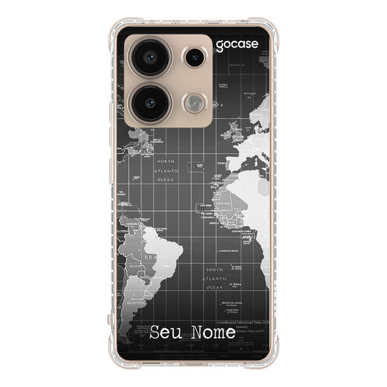 Capinha para celular Mapa Mundi Black Customizável