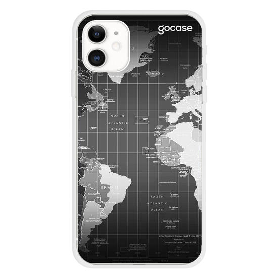 Black World Map Customizable Phone Case