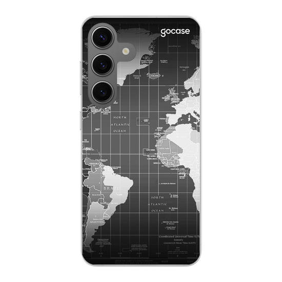 Black World Map Customizable Phone Case