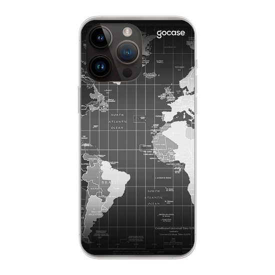 Black World Map Customizable Phone Case