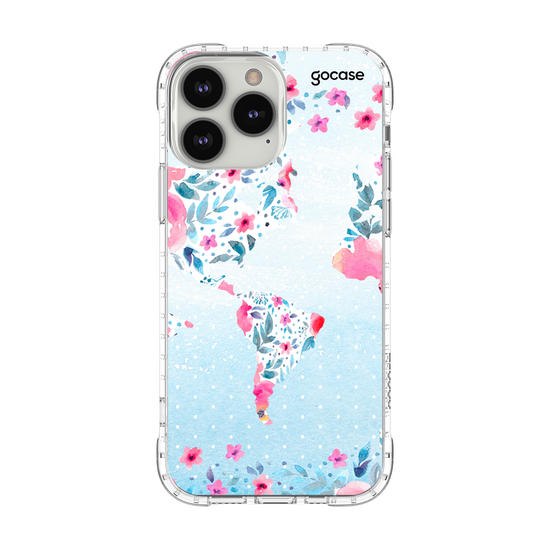 Capinha para celular Mapa Mundi Floral Manuscrita