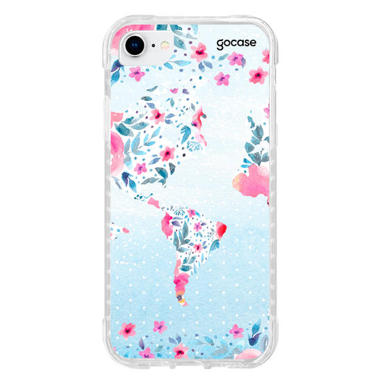 Capinha para celular Mapa Mundi Floral Manuscrita