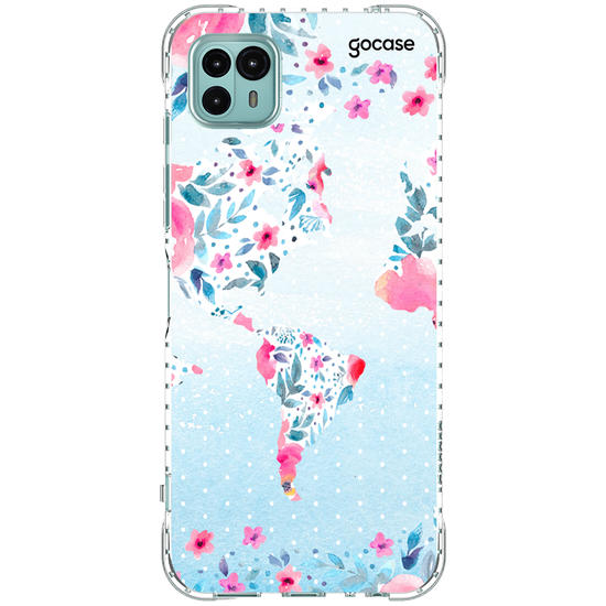 Capinha para celular Mapa Mundi Floral Manuscrita