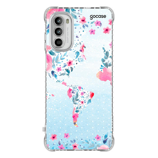 Capinha para celular Mapa Mundi Floral Manuscrita