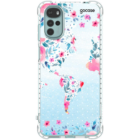 Capinha para celular Mapa Mundi Floral Manuscrita