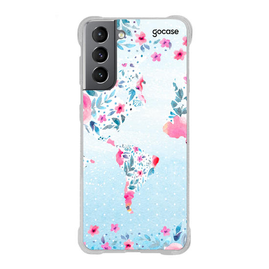 Capinha para celular Mapa Mundi Floral