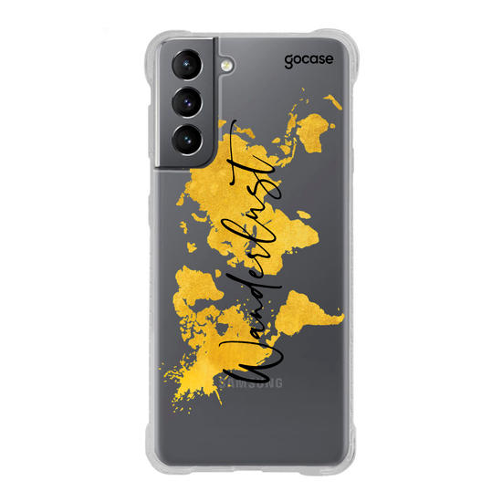 Capinha para celular Mapa Mundi Gold Clean Wanderlust