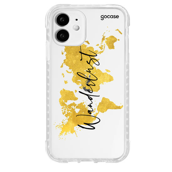 Capinha para celular Mapa Mundi Gold Clean Wanderlust