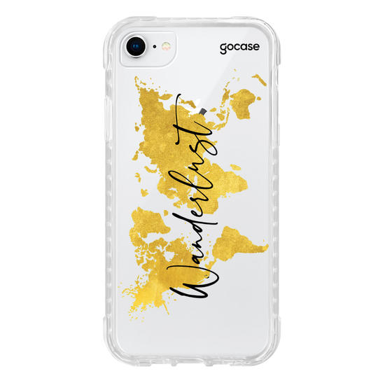 Capinha para celular Mapa Mundi Gold Clean Wanderlust