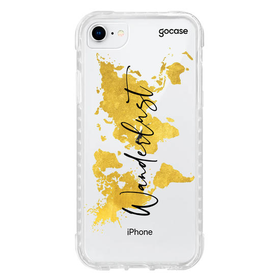 Capinha para celular Mapa Mundi Gold Clean Wanderlust