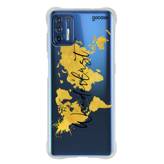 Capinha para celular Mapa Mundi Gold Clean Wanderlust