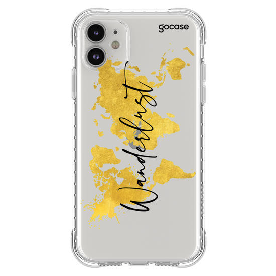 Capinha para celular Mapa Mundi Gold Clean Wanderlust