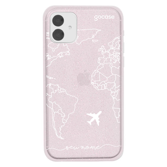 Capinha para celular Mapa Mundi Lines Manuscrita (White)