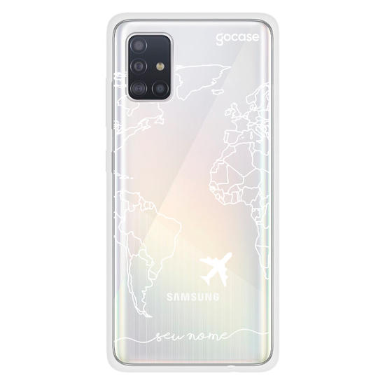 Capinha para celular Mapa Mundi Lines Manuscrita (White)