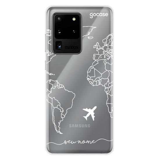 Capinha para celular Mapa Mundi Lines Manuscrita (White)