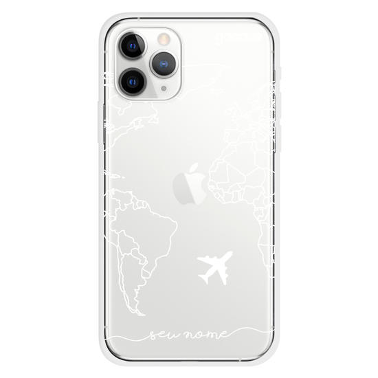 Capinha para celular Mapa Mundi Lines Manuscrita (White)