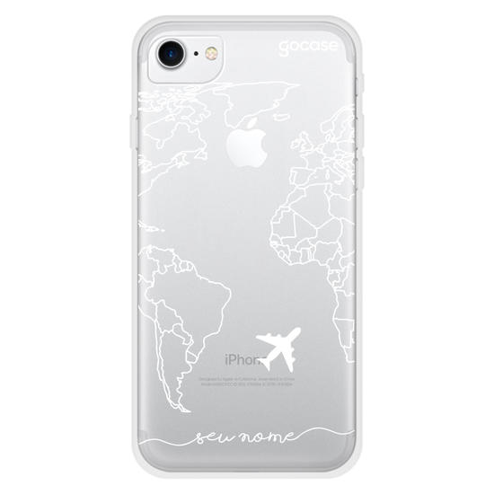 Capinha para celular Mapa Mundi Lines Manuscrita (White)